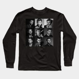 Chris Hemsworth collage black and white Long Sleeve T-Shirt